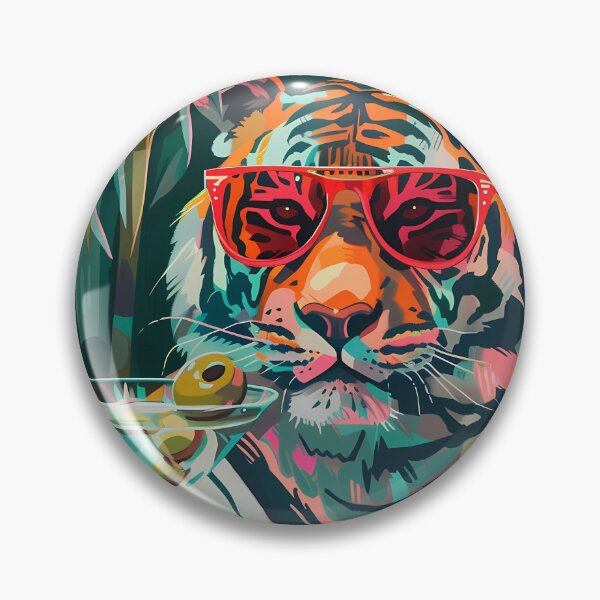 Item preview, Tropical cocktail tiger with sunglasses designed and sold by Artdavesalzburg.