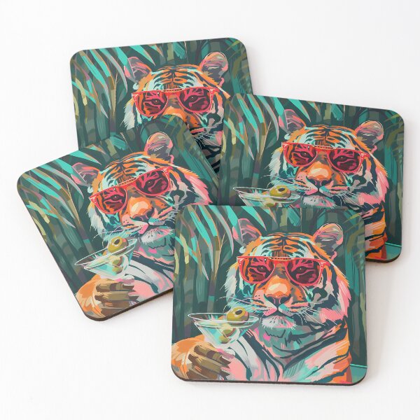 Item preview, Tropical cocktail tiger with sunglasses designed and sold by Artdavesalzburg.