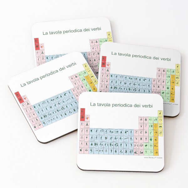 Item preview, A playful visual periodic table of Italian verbs - green letters designed and sold by VerbaDidactica.