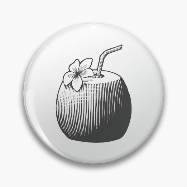 Item preview, Dark Gray Vintage Tropical Coconut Drink Design designed and sold by pattern-archive.