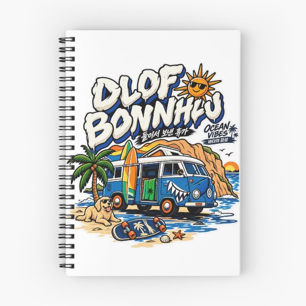 Item preview, Ocean Vibes Surf Van - Retro Beach Dog & Korean designed and sold by SeoulVibeStudio.