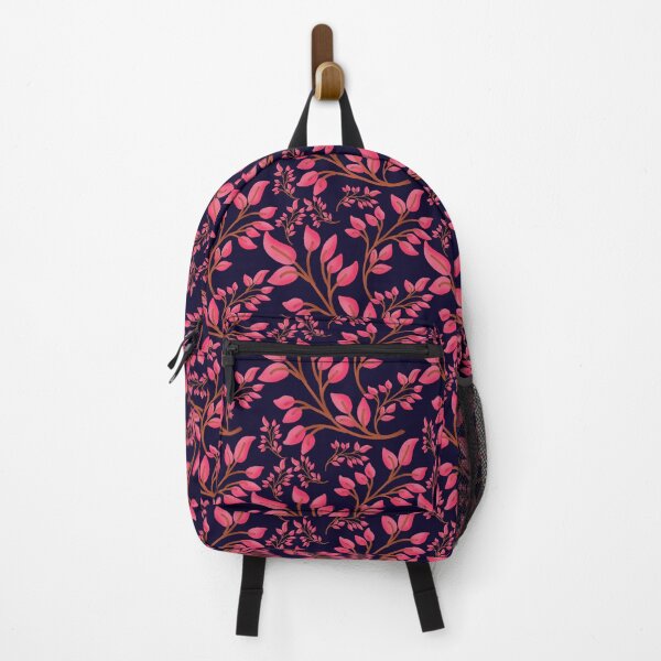 Item preview,  Maximalist Pink Botanical Pattern — Hot Pink Leaf Vine Brown Stem Repeat Print designed and sold by HopeAndHustle.