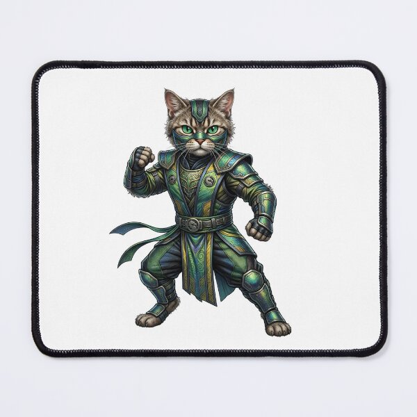 Item preview, Green Ninja Cat Warrior – Emerald Martial Arts Cat designed and sold by TOOBIC.