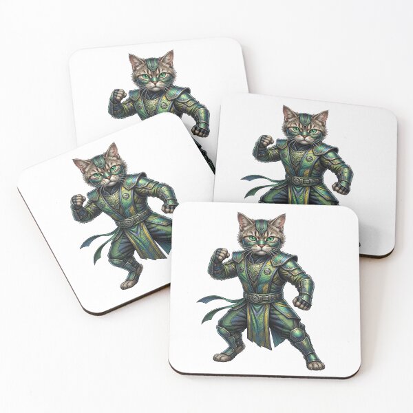 Item preview, Green Ninja Cat Warrior – Emerald Martial Arts Cat designed and sold by TOOBIC.