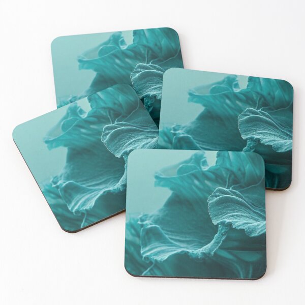 Item preview, Teal Cyan Aqua Underwater Waves Abstract Ruffled Petals Art designed and sold by LYAN-STORE.