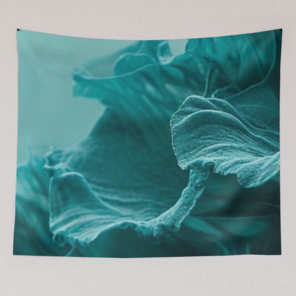 Item preview, Teal Cyan Aqua Underwater Waves Abstract Ruffled Petals Art designed and sold by LYAN-STORE.