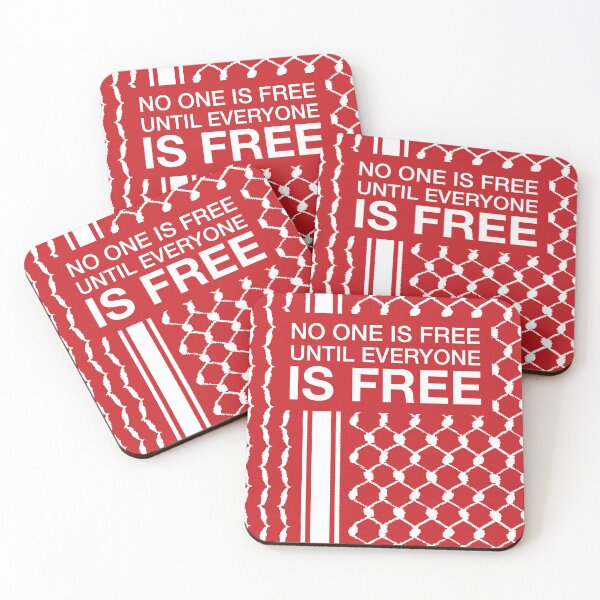 Item preview, No One Is Free Until Everyone Is Free Freedom Palestinian Hatta Kufiya Pattern Design -Red designed and sold by Hurriyyatee.