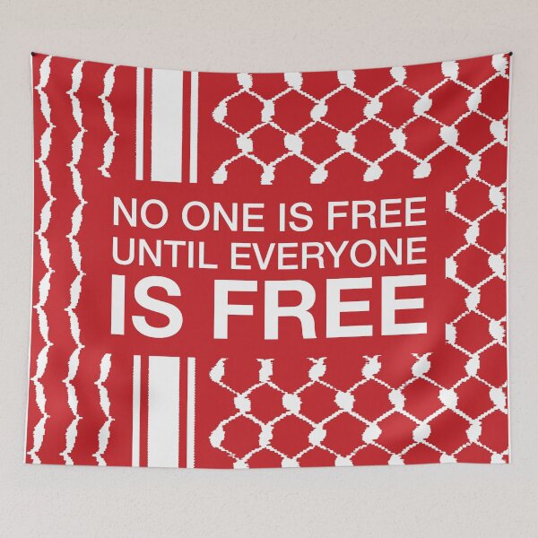 Item preview, No One Is Free Until Everyone Is Free Freedom Palestinian Hatta Kufiya Pattern Design -Red designed and sold by Hurriyyatee.