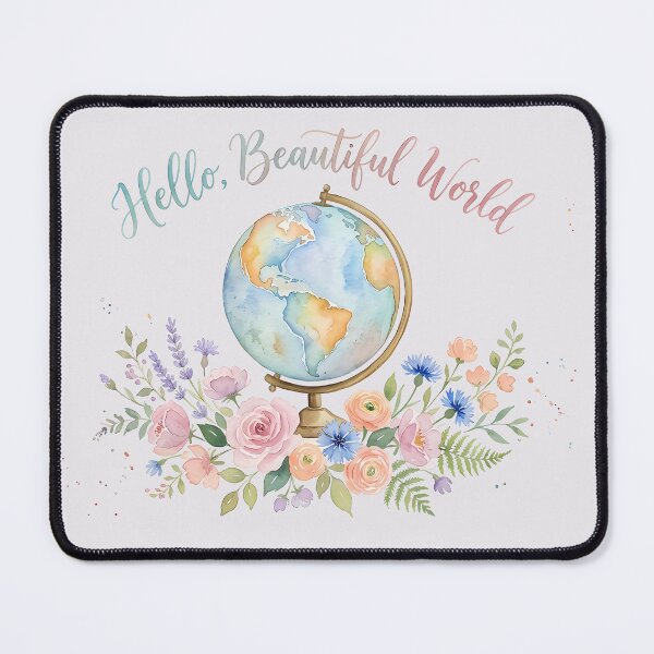 Item preview, Hello Beautiful World - Watercolor Globe with Flowers designed and sold by SuperMama1973.