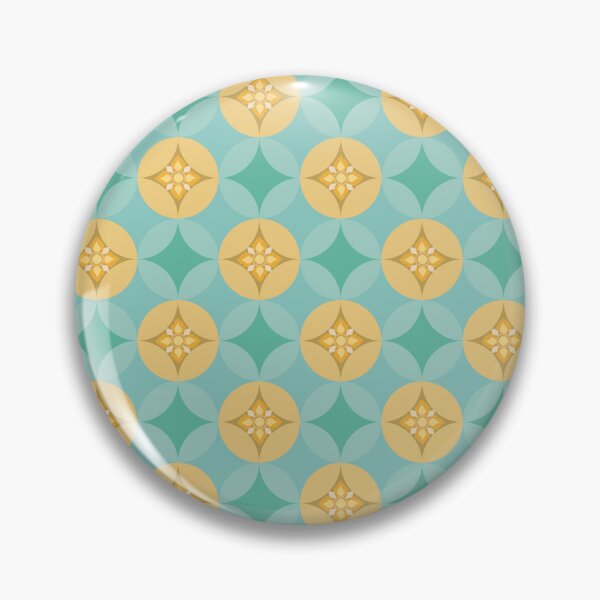 Item preview, Teal Gold Retro Floral Circle Pattern designed and sold by Zaya_art.