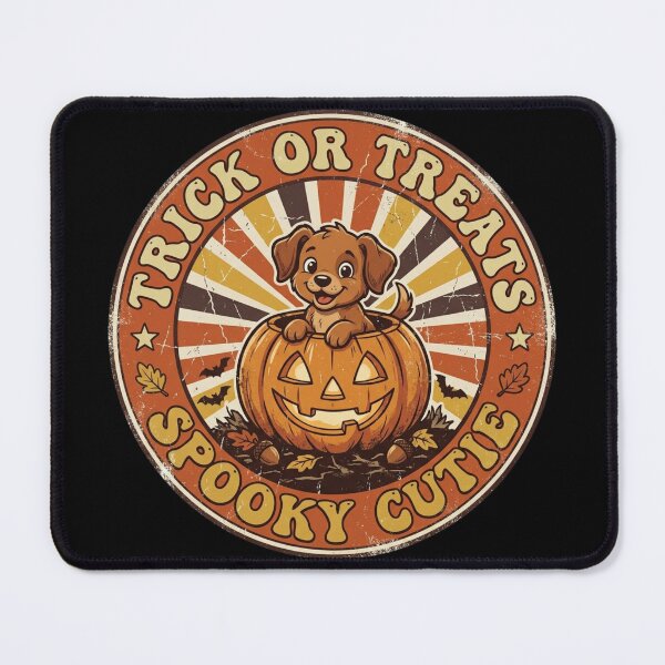 Item preview, Retro 70s Pumpkin Patch Pup Cute Halloween Dog Sunburst Vintage designed and sold by KreatoLab.