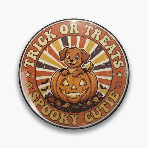 Item preview, Retro 70s Pumpkin Patch Pup Cute Halloween Dog Sunburst Vintage designed and sold by KreatoLab.