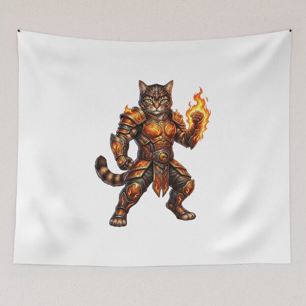 Item preview, Fire Warrior Cat – Fiery Elemental Cat designed and sold by TOOBIC.