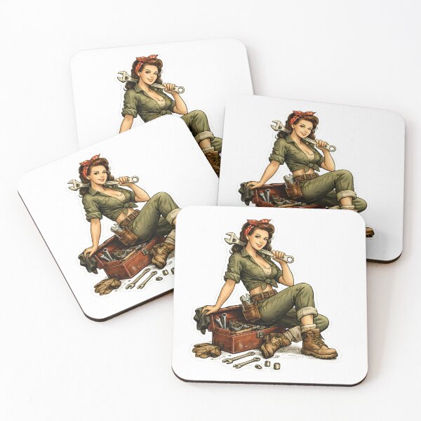 Item preview, Vintage Female Mechanic Garage Workshop designed and sold by CreativeMindsetLab.