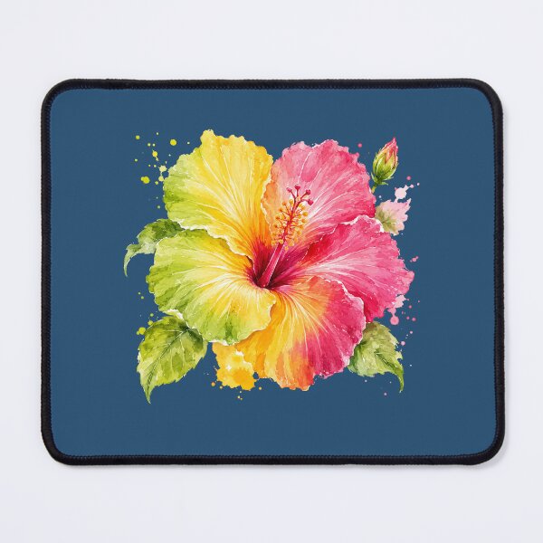 Item preview, Colorful hibiscus in pink, yellow and green designed and sold by Kisho.