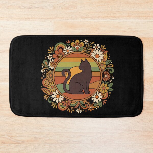 Item preview, Retro Black Cat Floral Sunset designed and sold by ViviArtix.