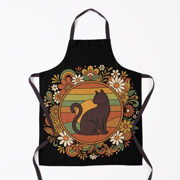 Item preview, Retro Black Cat Floral Sunset designed and sold by ViviArtix.