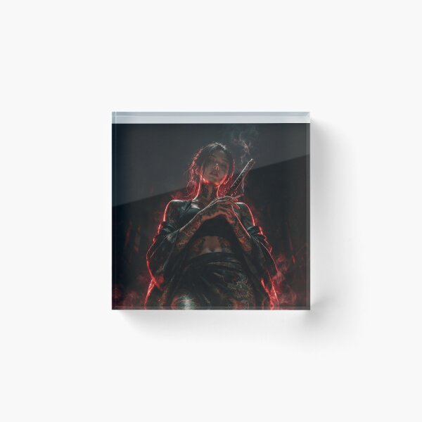 Item preview, Tattooed Woman with Katana in Red Smoke designed and sold by Lineer22.