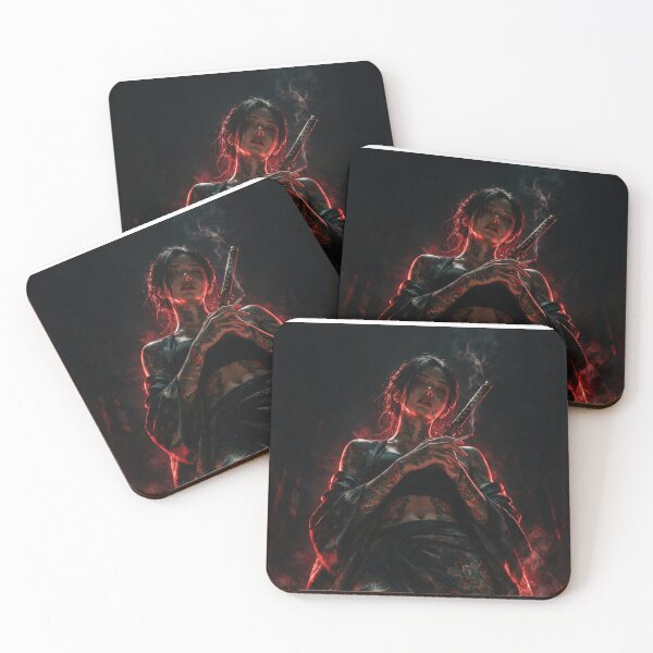 Item preview, Tattooed Woman with Katana in Red Smoke designed and sold by Lineer22.