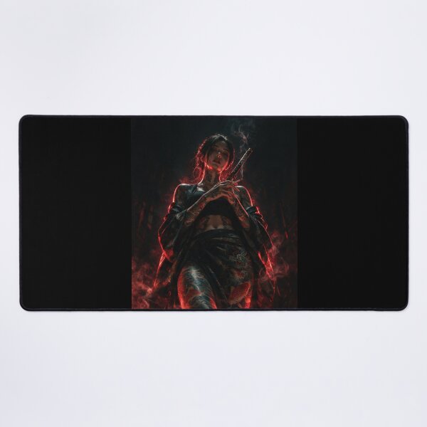 Item preview, Tattooed Woman with Katana in Red Smoke designed and sold by Lineer22.