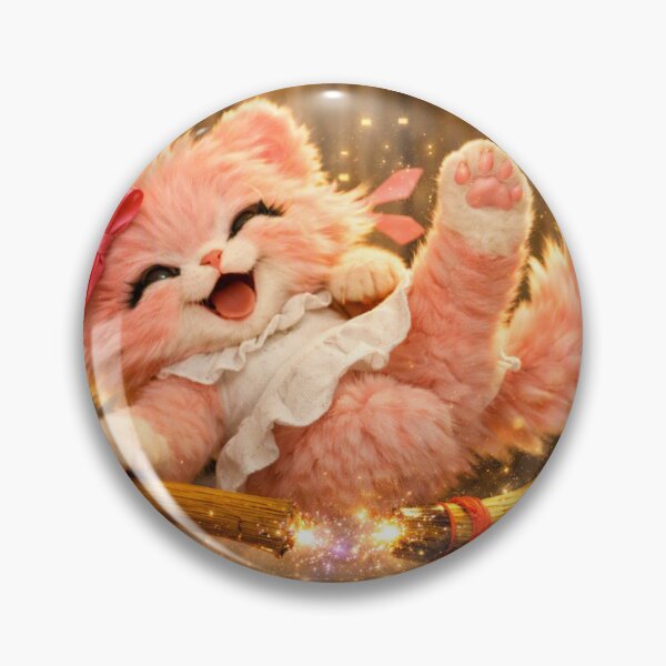 Item preview, Mimi Mew’s Magical Broom Fail – Cute Pink Cat designed and sold by Lalala cute.