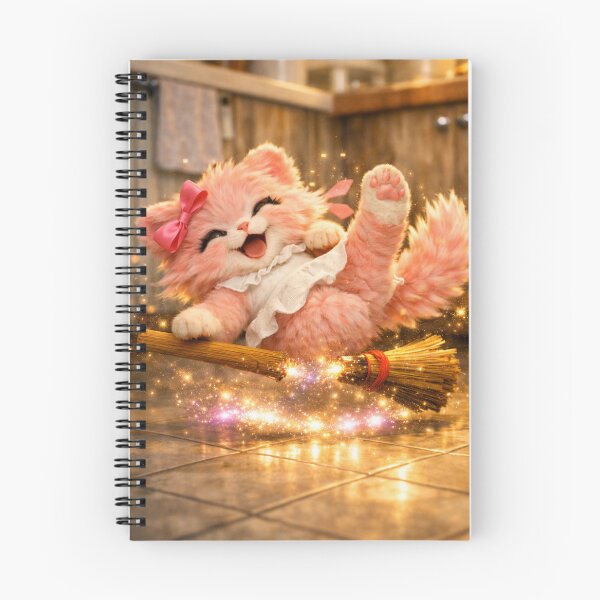 Item preview, Mimi Mew’s Magical Broom Fail – Cute Pink Cat designed and sold by Lalala cute.