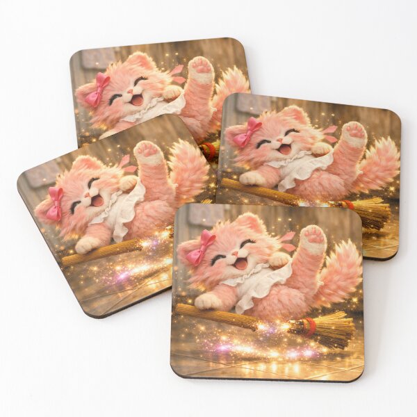 Item preview, Mimi Mew’s Magical Broom Fail – Cute Pink Cat designed and sold by Lalala cute.