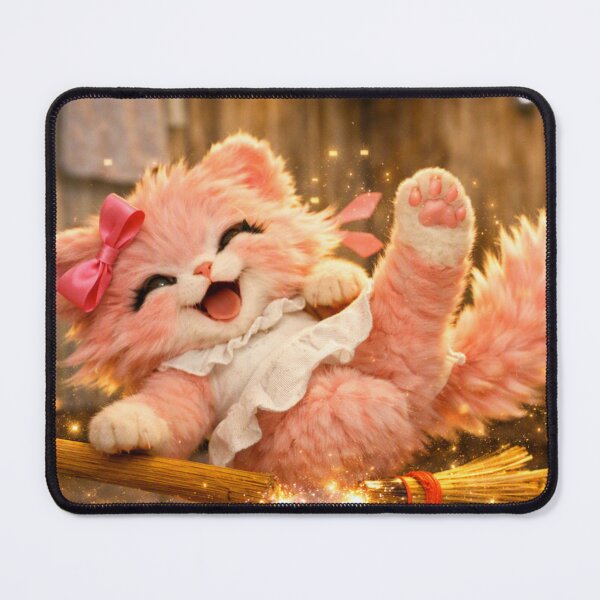 Item preview, Mimi Mew’s Magical Broom Fail – Cute Pink Cat designed and sold by Lalala cute.