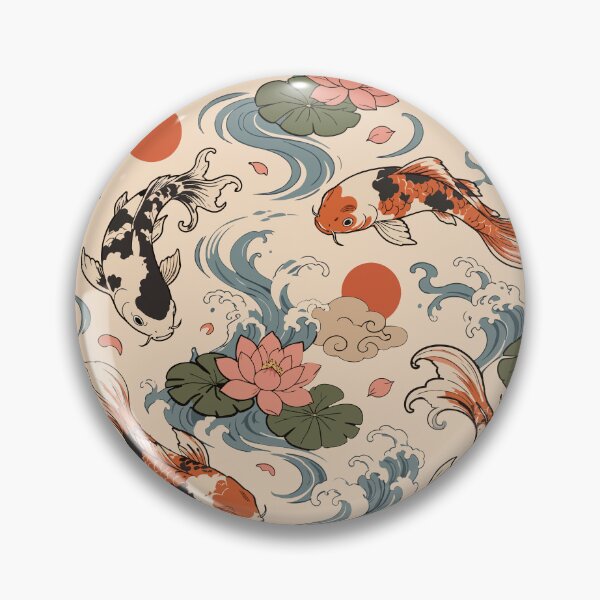 Item preview, Koi Fish Waves & Lotus Floral Pattern designed and sold by BanksyNB.