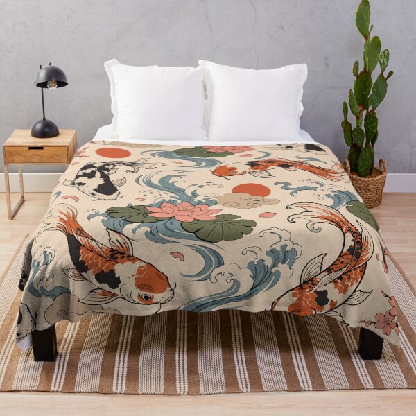 Item preview, Koi Fish Waves & Lotus Floral Pattern designed and sold by BanksyNB.