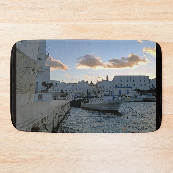 Item preview, Monopoli Fishing Harbor at Sunset - Golden Hour Puglia Italy designed and sold by EpicVistas.