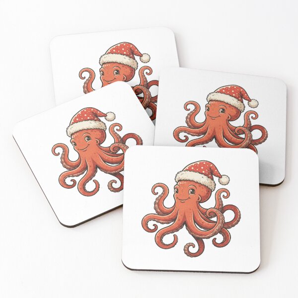 Item preview,  Vintage Christmas Octopus with Santa Hat  designed and sold by SOUFIANE1991.