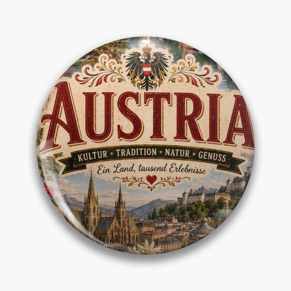 Item preview, Austria Travel Poster | Vienna Hallstatt Mozart Schnitzel & Alpine Landscape designed and sold by alexcorporation.