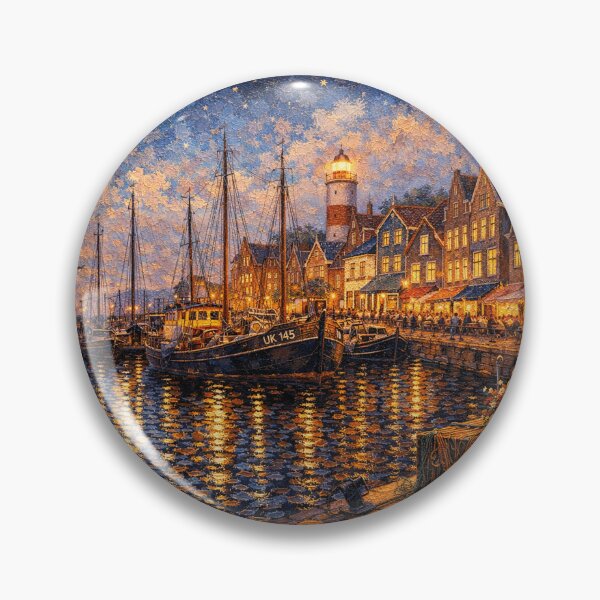 Item preview, Urk by night painting, the Netherlands – A Beautiful place in Europe. designed and sold by GalleryKauffeld.