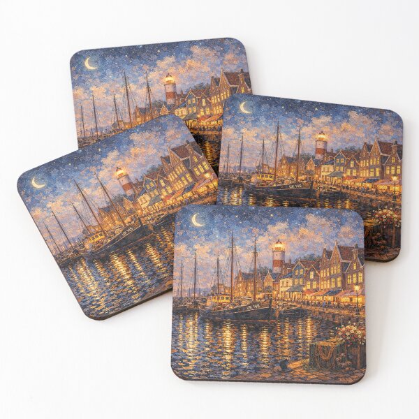 Item preview, Urk by night painting, the Netherlands – A Beautiful place in Europe. designed and sold by GalleryKauffeld.