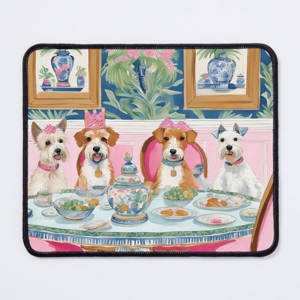 Item preview, Grandmillennial art, Dogs having dinner party designed and sold by SophieClimaArt.