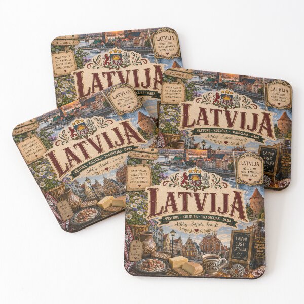 Item preview, Latvia Travel Poster | Riga Scenic Old Town & Baltic Coast Heritage Art designed and sold by alexcorporation.