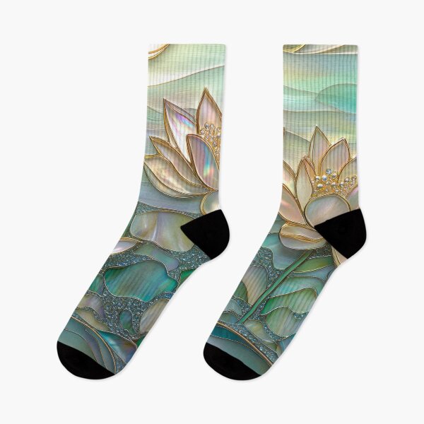 Item preview, Lotus Pearl Pink and Green Stained Glass Art designed and sold by MargaretWiktor.