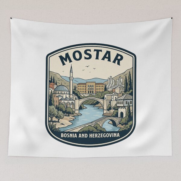 Item preview, Mostar Bosnia and Herzegovina Vintage Travel Badge designed and sold by k3rstman1.