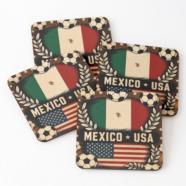Item preview, Mexico vs USA Retro Football Art Poster designed and sold by Nexus Space.