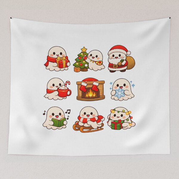 Item preview, Cute Ghost Cozy Christmas Kawaii Sticker Sheet Gift designed and sold by Artycom.