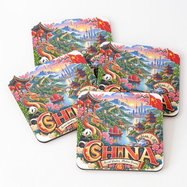 Item preview, China Travel Sticker | Great Wall Red Dragon Panda & Shanghai Sky Art designed and sold by alexcorporation.