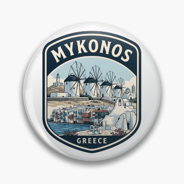 Item preview, Vintage Mykonos Greece Windmills Travel Emblem designed and sold by k3rstman1.