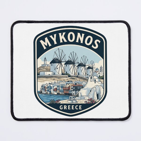 Item preview, Vintage Mykonos Greece Windmills Travel Emblem designed and sold by k3rstman1.