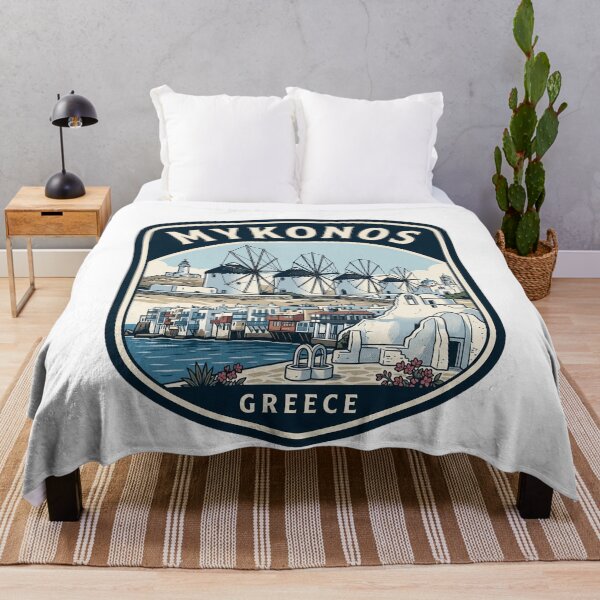 Item preview, Vintage Mykonos Greece Windmills Travel Emblem designed and sold by k3rstman1.