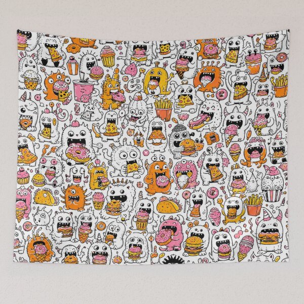 Item preview, Cute Monster Snack Attack Pattern designed and sold by i-corp.