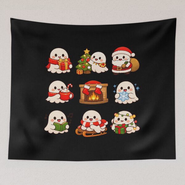 Item preview, Cute Ghost Cozy Christmas Kawaii Sticker Sheet Gift designed and sold by Artycom.