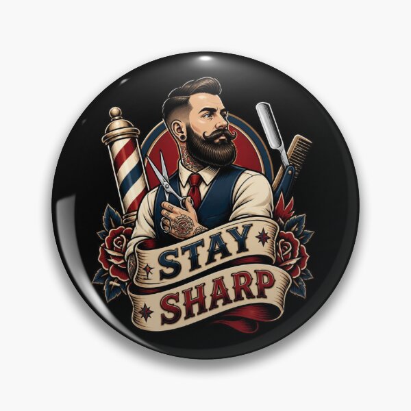 Item preview, Tattoo Style Barber Stay Sharp Emblem designed and sold by Barber MD Culture.