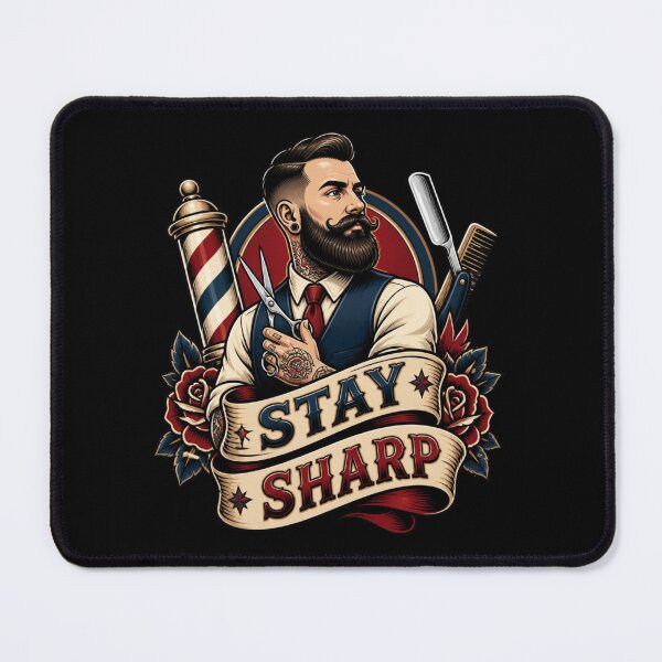 Item preview, Tattoo Style Barber Stay Sharp Emblem designed and sold by Barber MD Culture.