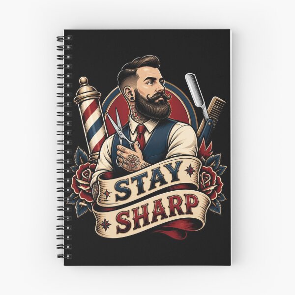 Artikelvorschau, Tattoo Style Barber Stay Sharp Emblem entworfen und verkauft von Barber MD Culture.